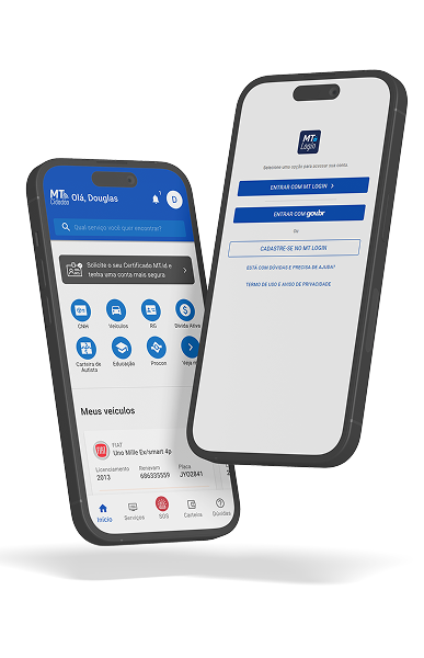 Aplicativo MT Login em um smartphone